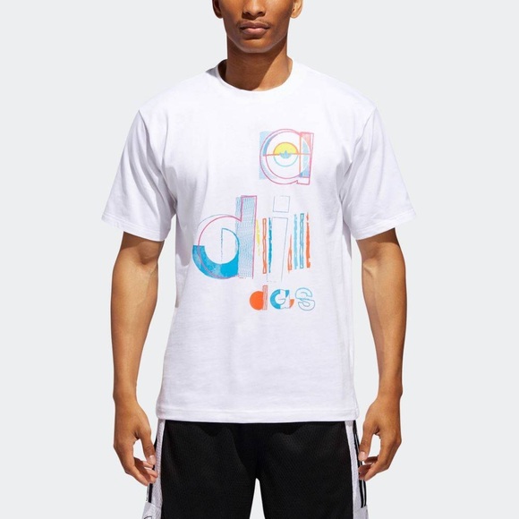 Men’s White ADIDAS SPLIT ADI TEE - Picture 1 of 4